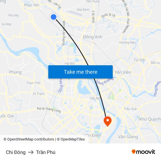 Chi Đông to Trần Phú map