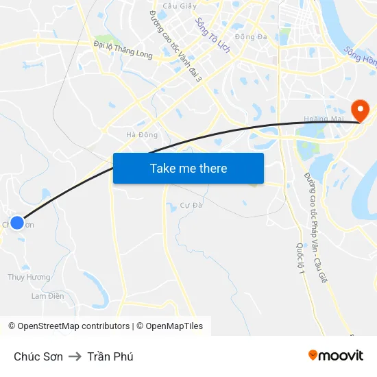 Chúc Sơn to Trần Phú map