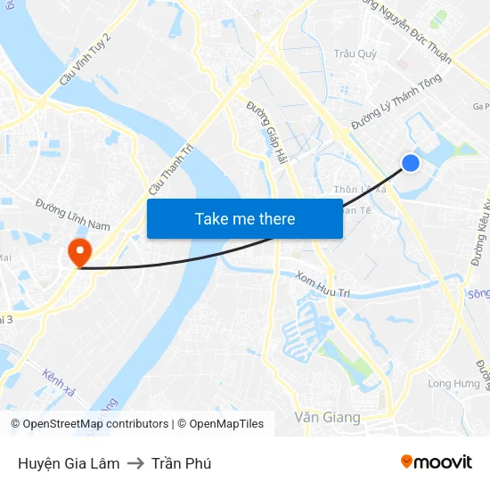 Huyện Gia Lâm to Trần Phú map