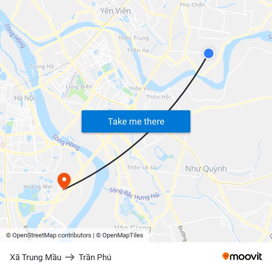 Xã Trung Mầu to Trần Phú map