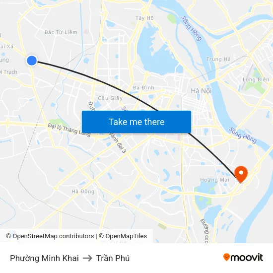 Phường Minh Khai to Trần Phú map