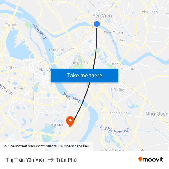 Thị Trấn Yên Viên to Trần Phú map