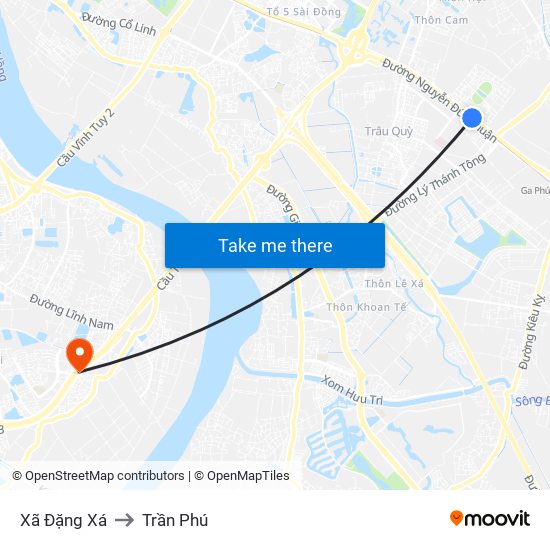 Xã Đặng Xá to Trần Phú map