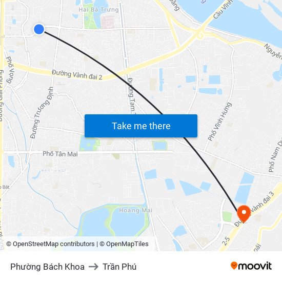 Phường Bách Khoa to Trần Phú map