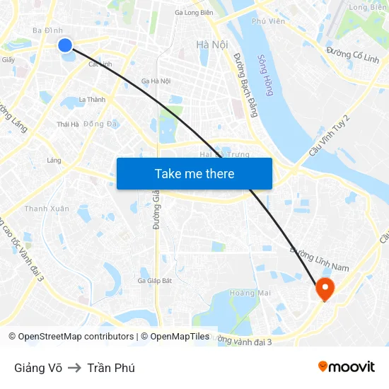 Giảng Võ to Trần Phú map