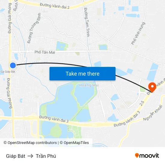 Giáp Bát to Trần Phú map