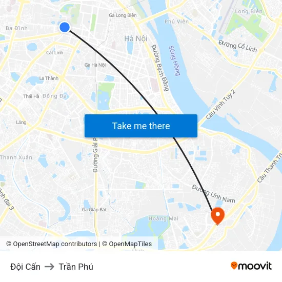Đội Cấn to Trần Phú map