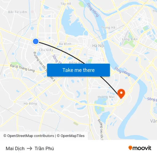 Mai Dịch to Trần Phú map