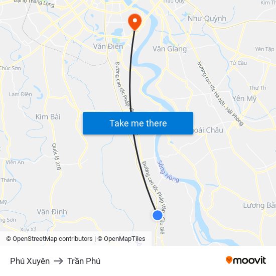 Phú Xuyên to Trần Phú map
