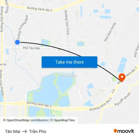 Tân Mai to Trần Phú map