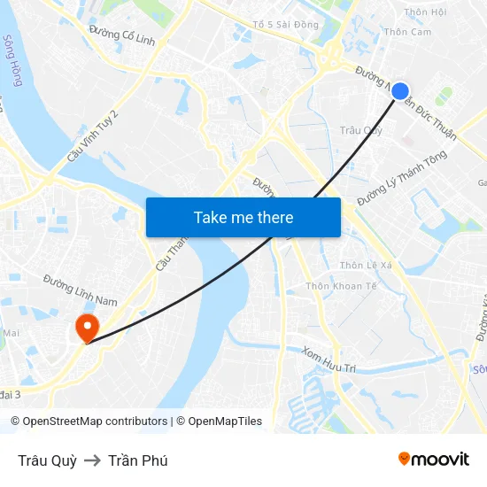 Trâu Quỳ to Trần Phú map