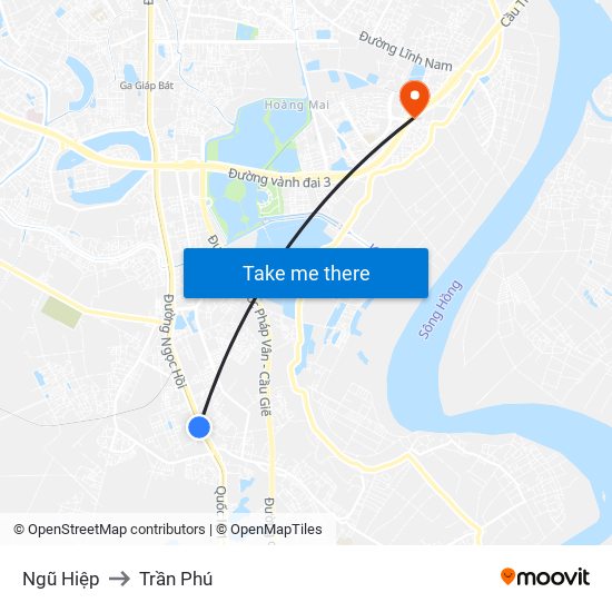 Ngũ Hiệp to Trần Phú map