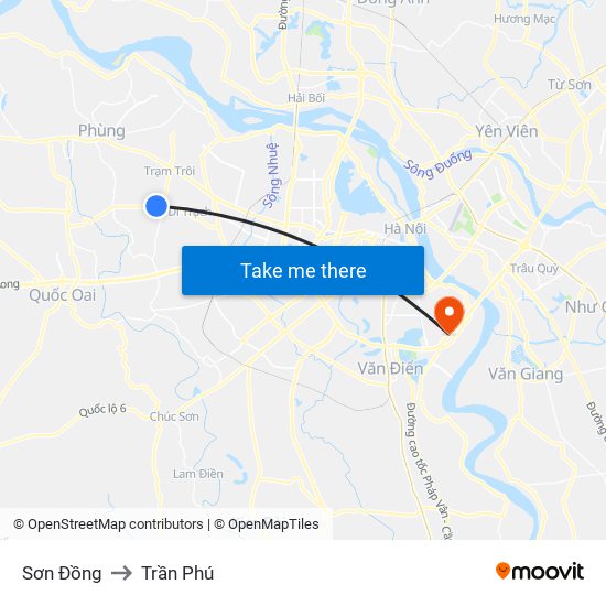 Sơn Đồng to Trần Phú map