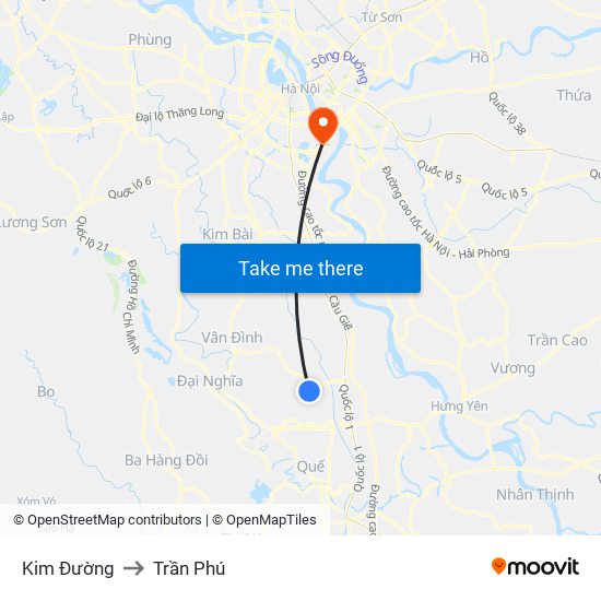 Kim Đường to Trần Phú map