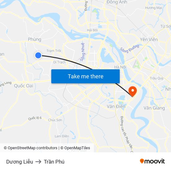 Dương Liễu to Trần Phú map