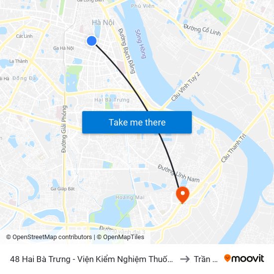 48 Hai Bà Trưng - Viện Kiểm Nghiệm Thuốc Trung Ương to Trần Phú map