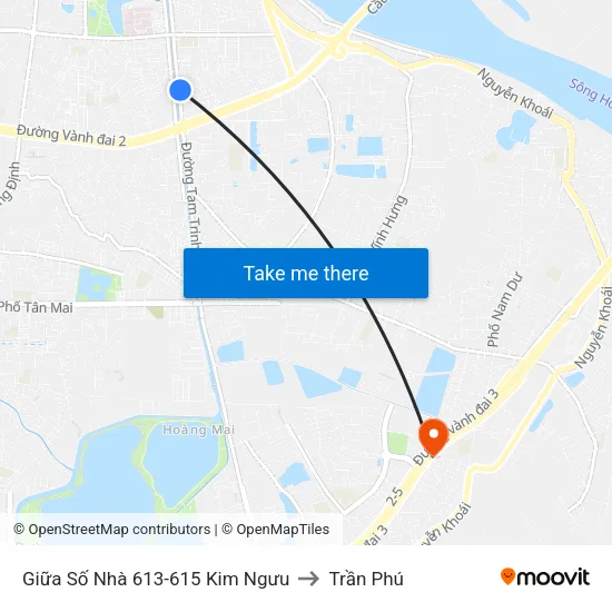 Giữa Số Nhà 613-615 Kim Ngưu to Trần Phú map