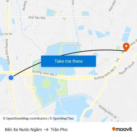 Bến Xe Nước Ngầm to Trần Phú map
