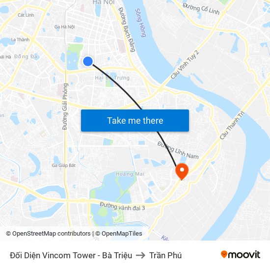 Đối Diện Vincom Tower - Bà Triệu to Trần Phú map