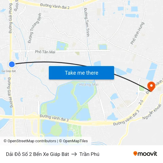 Dải Đỗ Số 2 Bến Xe Giáp Bát to Trần Phú map