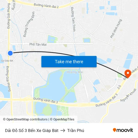 Dải Đỗ Số 3 Bến Xe Giáp Bát to Trần Phú map