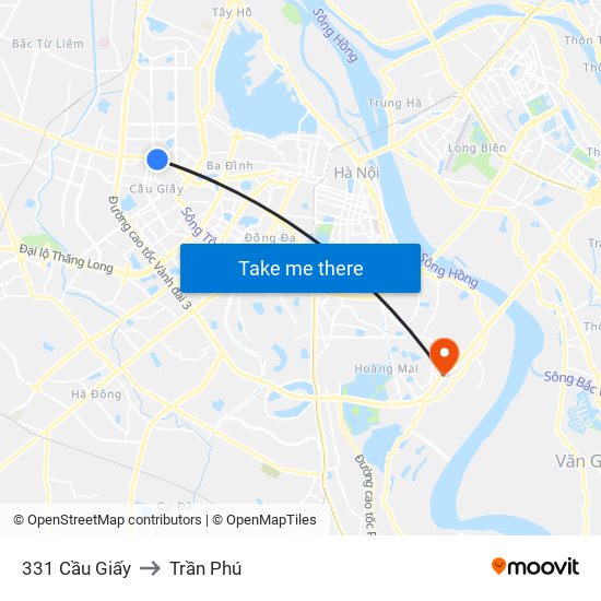 331 Cầu Giấy to Trần Phú map