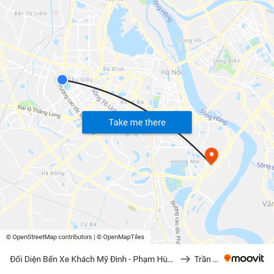 Đối Diện Bến Xe Khách Mỹ Đình - Phạm Hùng (Cột Trước) to Trần Phú map