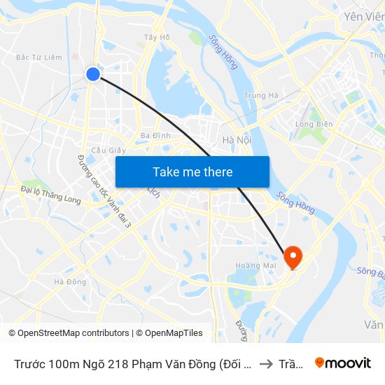 Trước 100m Ngõ 218 Phạm Văn Đồng (Đối Diện Công Viên Hòa Bình) to Trần Phú map