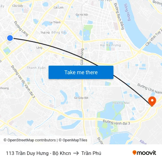 113 Trần Duy Hưng - Bộ Khcn to Trần Phú map