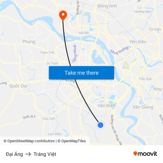 Đại Áng to Tráng Việt map