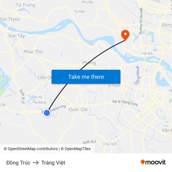 Đồng Trúc to Tráng Việt map