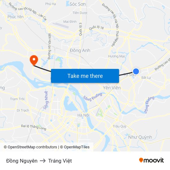 Đồng Nguyên to Tráng Việt map