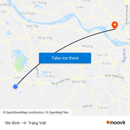 Yên Bình to Tráng Việt map