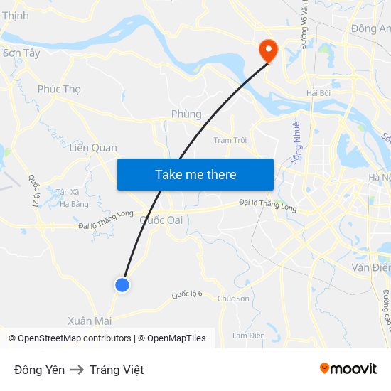 Đông Yên to Tráng Việt map