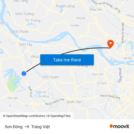 Sơn Đông to Tráng Việt map