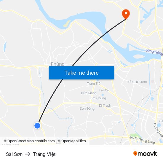 Sài Sơn to Tráng Việt map