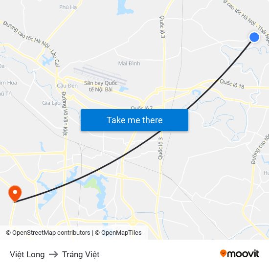 Việt Long to Tráng Việt map