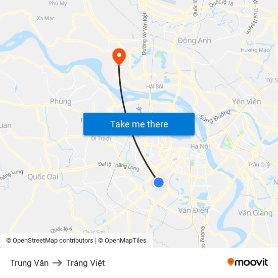 Trung Văn to Tráng Việt map