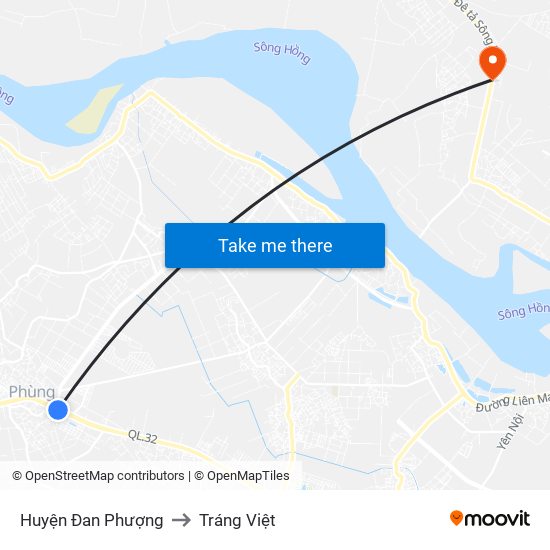 Huyện Đan Phượng to Tráng Việt map