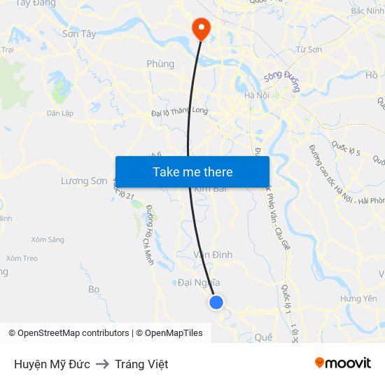 Huyện Mỹ Đức to Tráng Việt map