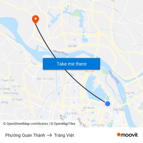 Phường Quán Thánh to Tráng Việt map