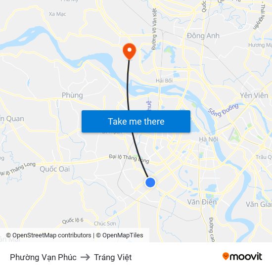 Phường Vạn Phúc to Tráng Việt map