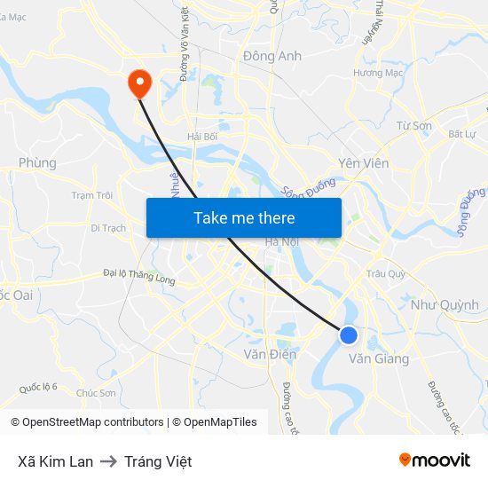 Xã Kim Lan to Tráng Việt map