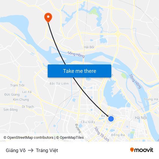 Giảng Võ to Tráng Việt map