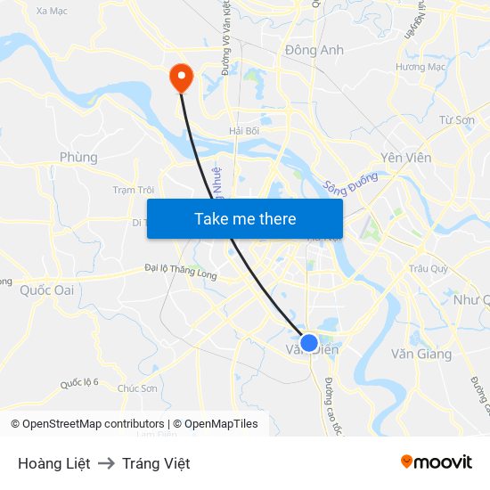 Hoàng Liệt to Tráng Việt map