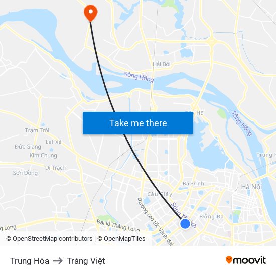 Trung Hòa to Tráng Việt map