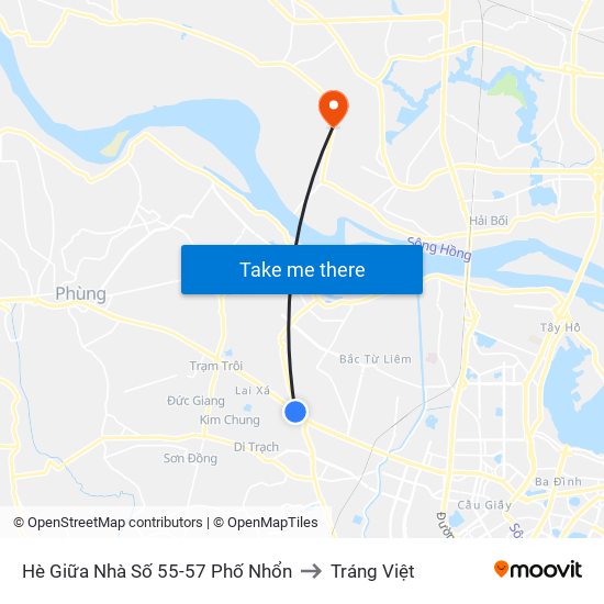 Hè Giữa Nhà Số 55-57 Phố Nhổn to Tráng Việt map