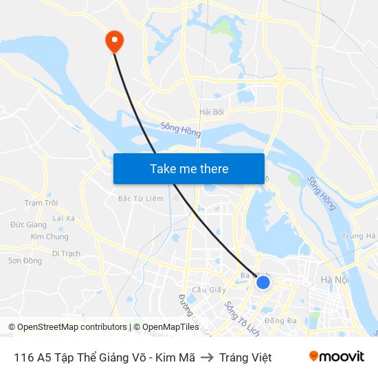 116 A5 Tập Thể Giảng Võ - Kim Mã to Tráng Việt map