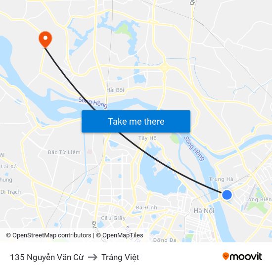 135 Nguyễn Văn Cừ to Tráng Việt map