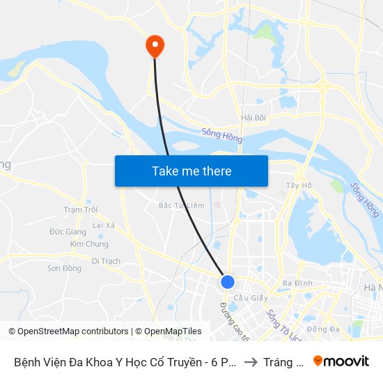 Bệnh Viện Đa Khoa Y Học Cổ Truyền - 6 Phạm Hùng to Tráng Việt map